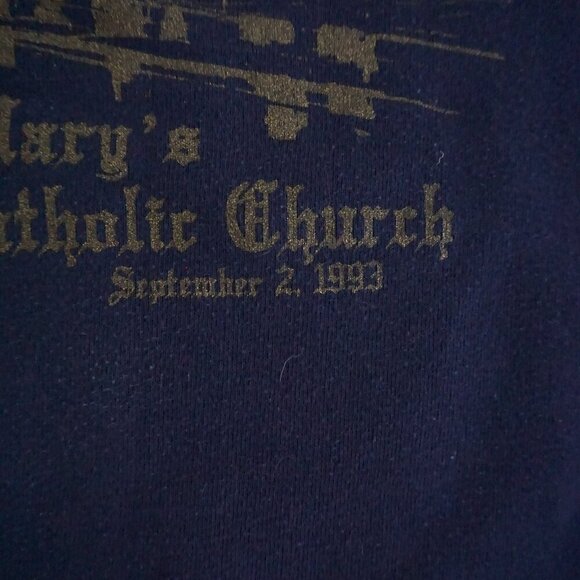 '93 Lee Heavyweight Navy Gold St Mary's Catholic Church Crewneck Sweater 3X - Picture 9 of 10